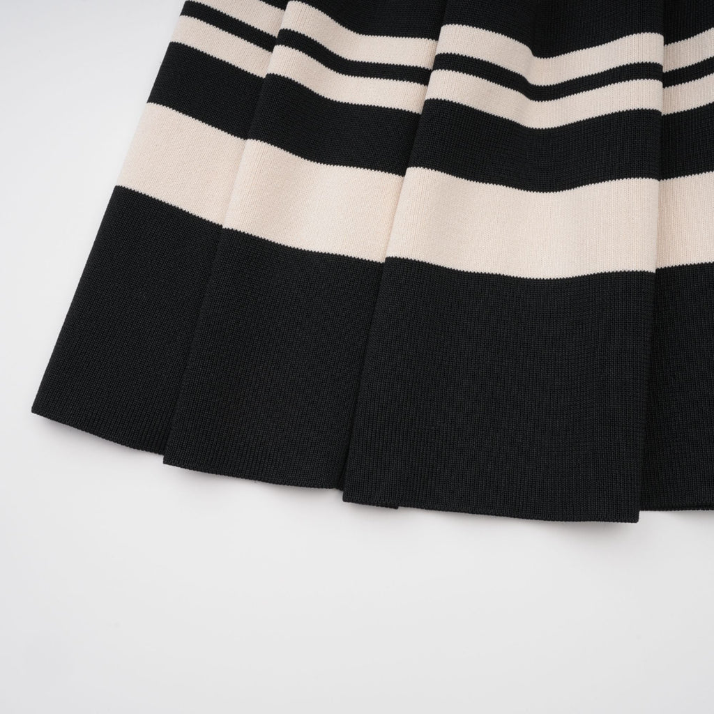 Clothilde Çizgili Desen Pilili Mini Elbise