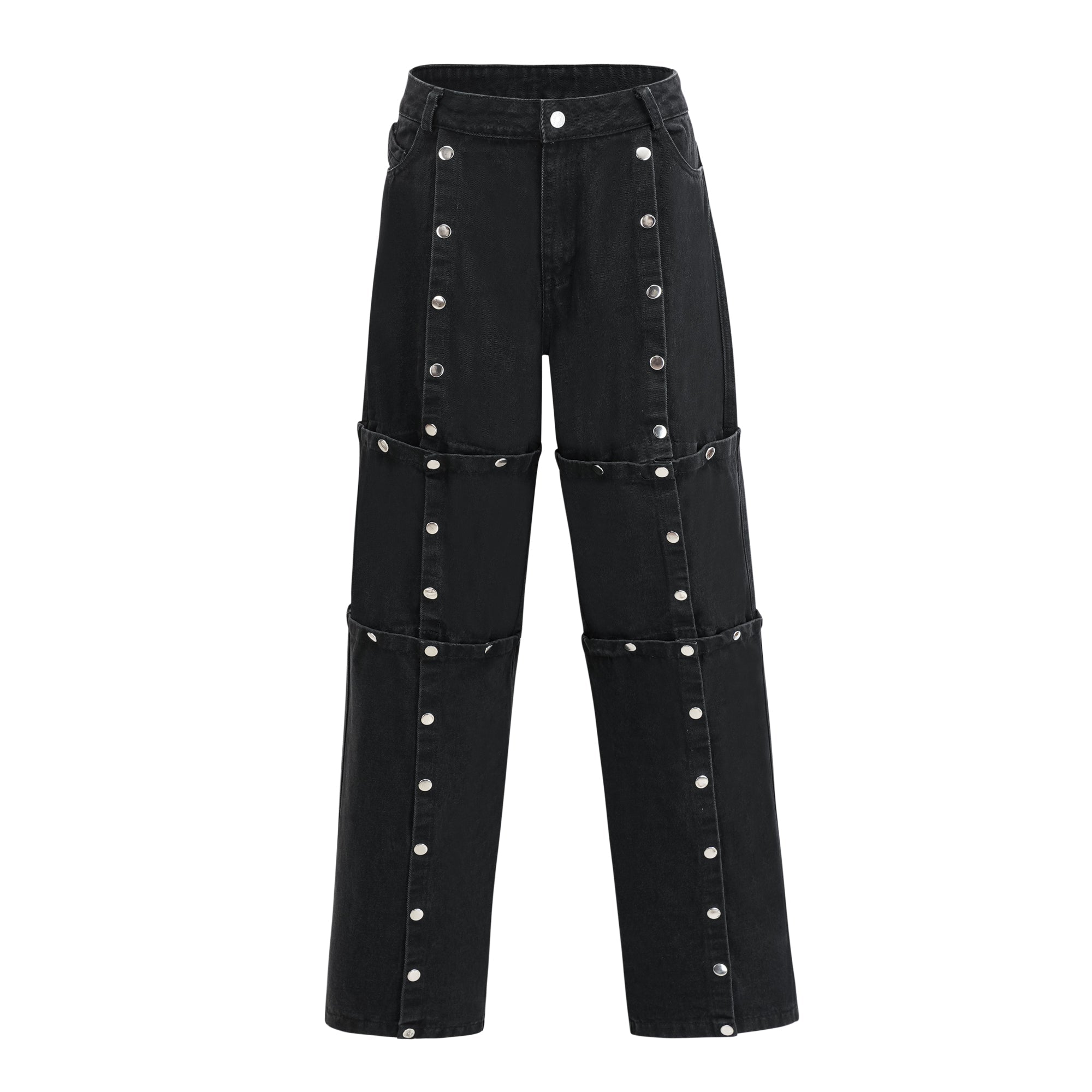 Janelle Düğmeli Düz Paça Jean Pantolon
