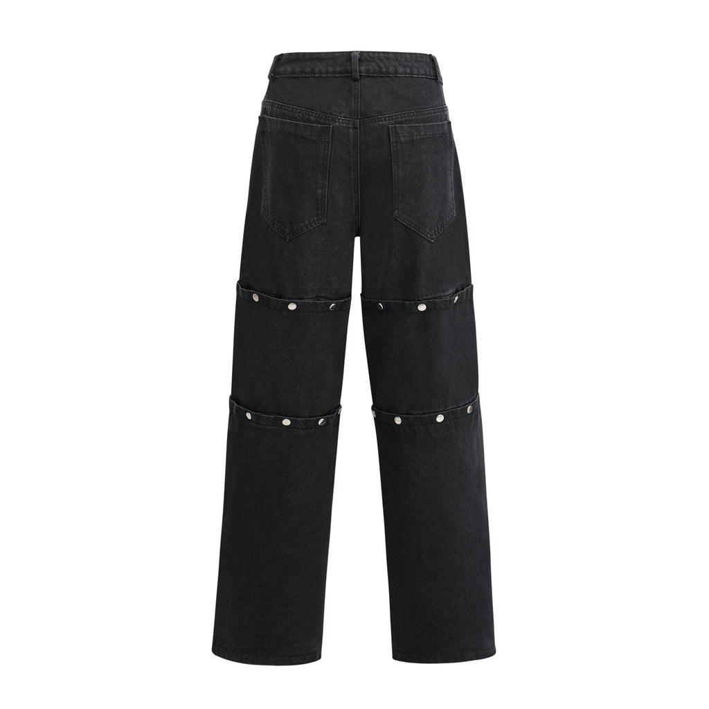 Janelle Düğmeli Düz Paça Jean Pantolon