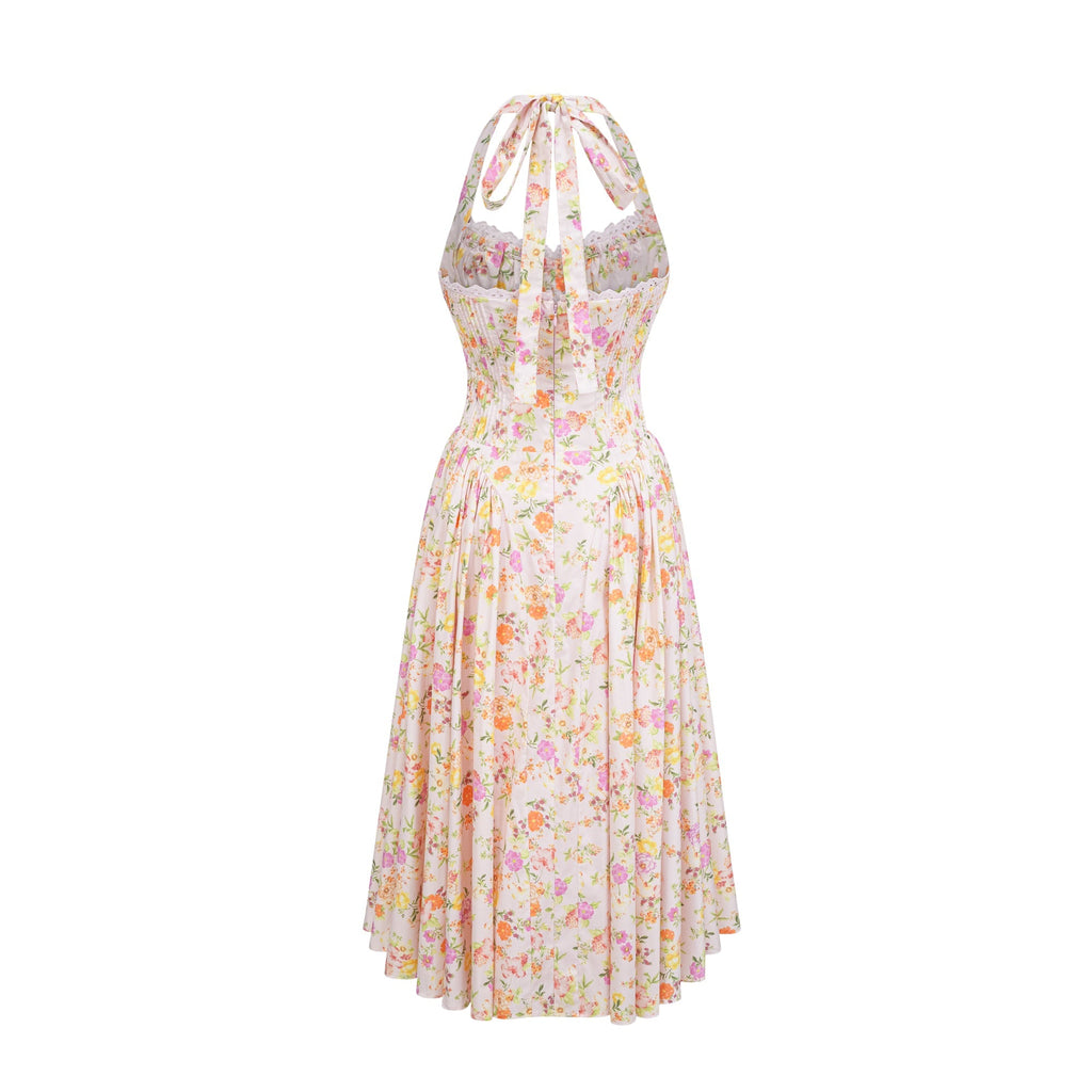 Odette desenli midi elbise