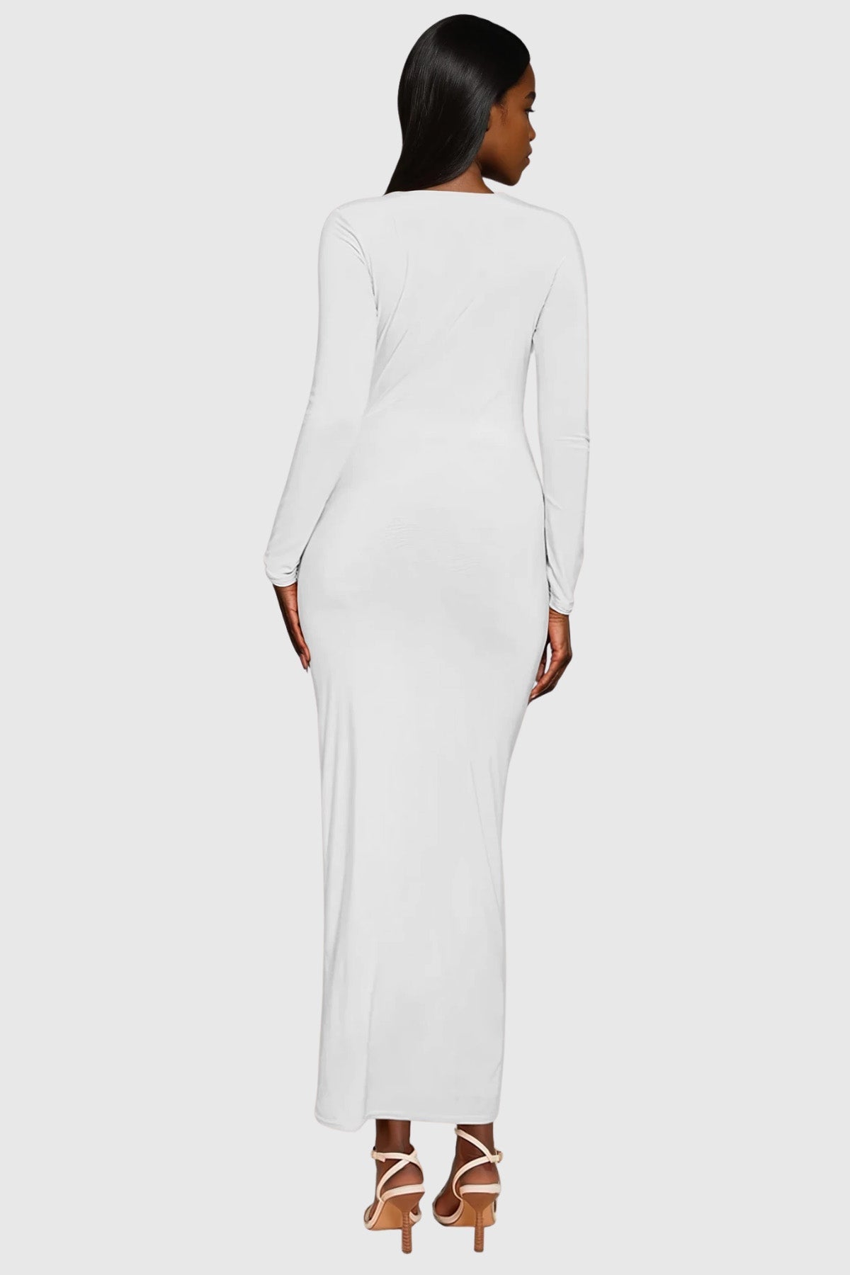Denton Bodycon Kesimli Beyaz Uzun Elbise
