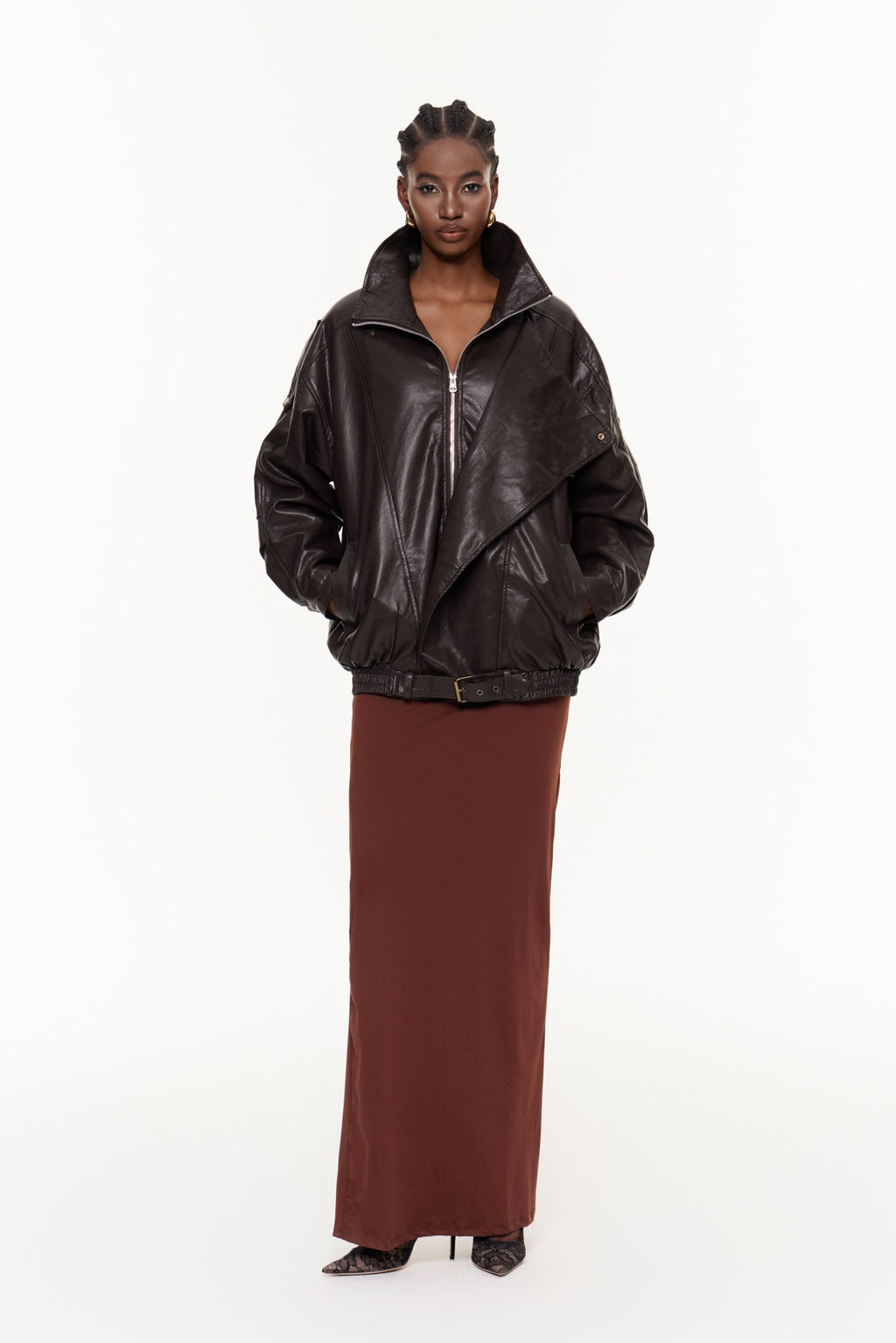 Egor Deconstruct Kahverengi Deri Ceket