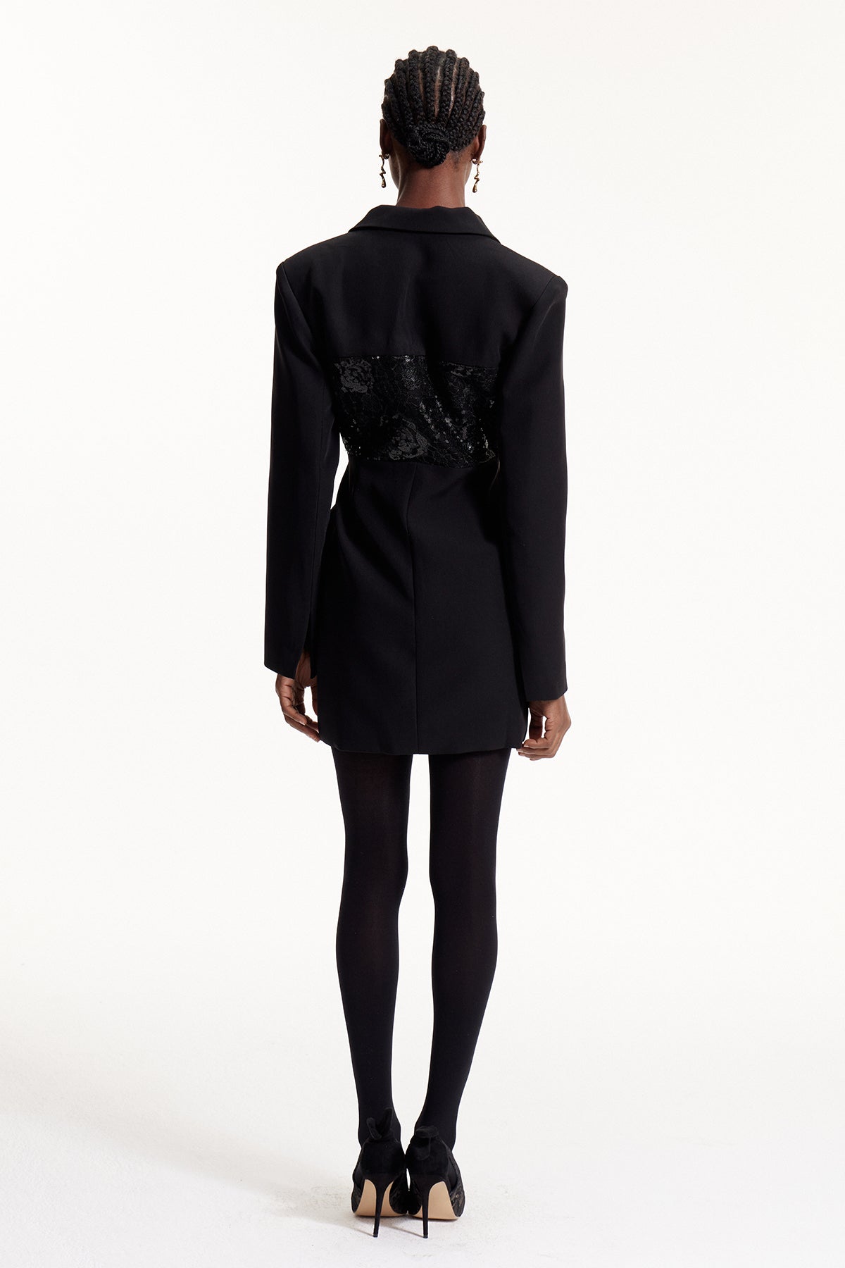 Els Payetli Dantel Mini Blazer Elbise