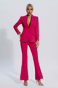 Emory Rose Kırmızı Çiçekli Dantelli Blazer Takım