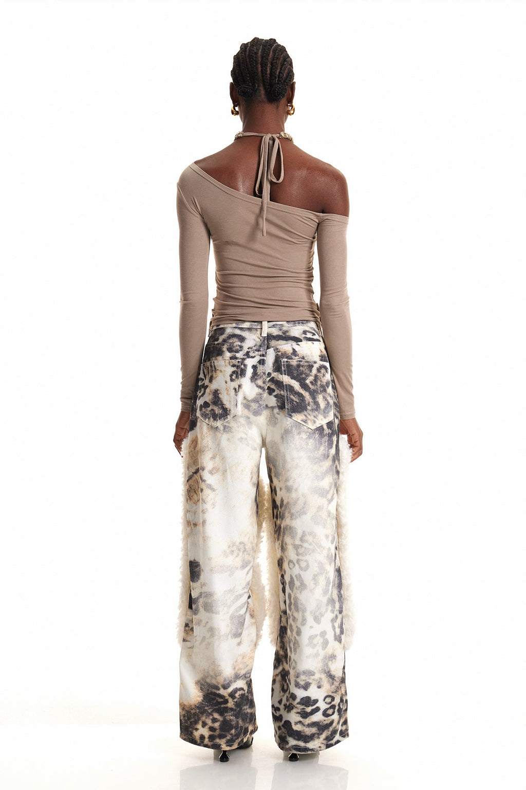Ender Pearl Leopar Desenli Ağartılmış Kot Pantolon