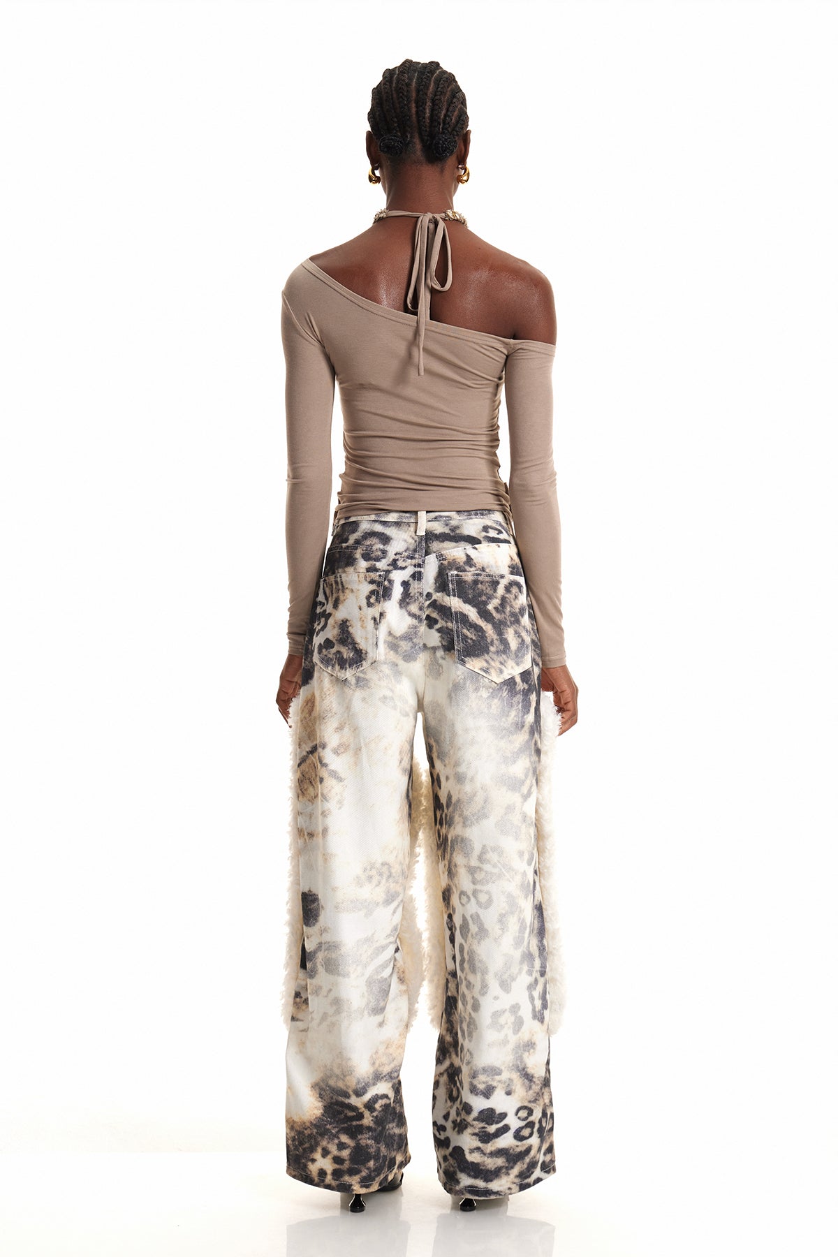 Ender Pearl Leopar Desenli Ağartılmış Kot Pantolon