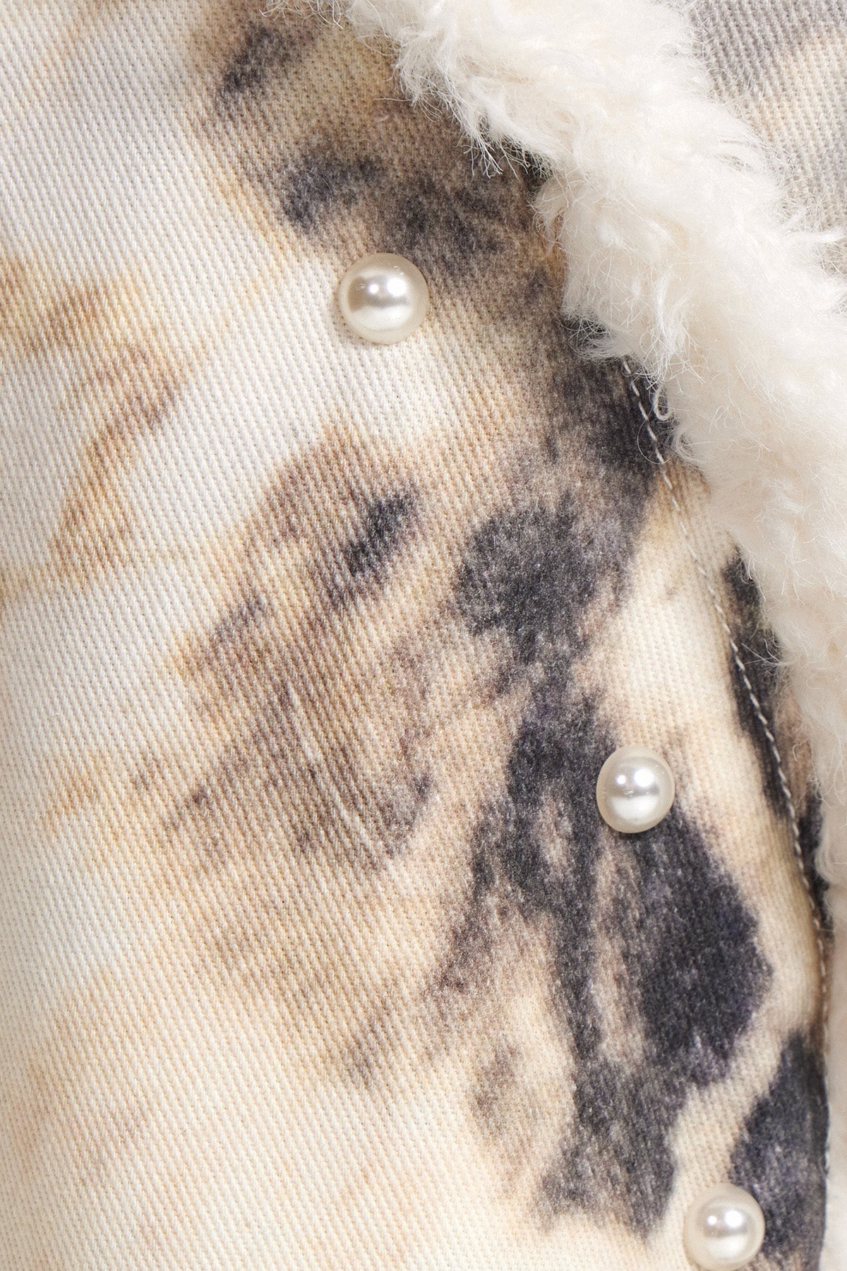 Ender Pearl Leopar Desenli Ağartılmış Kot Pantolon