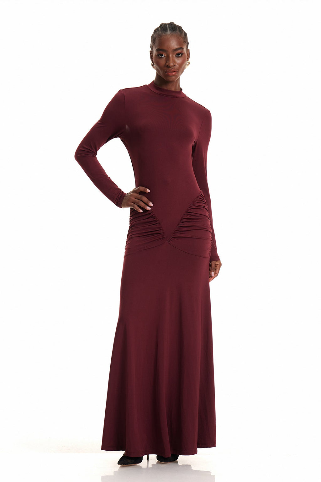 Engilram Drapeli Bel Detaylı Maxi Elbise