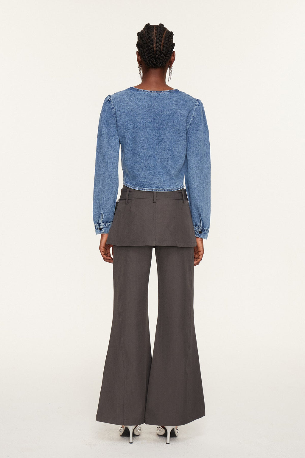 Eszti Twist Crop Denim Bluz