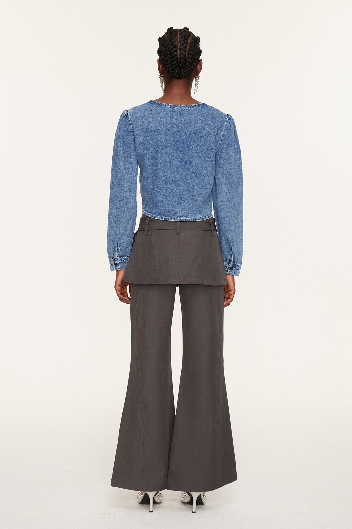 Eszti Twist Crop Denim Bluz