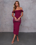 Lyana Fırfır Yaka Bodycon Midi Elbise