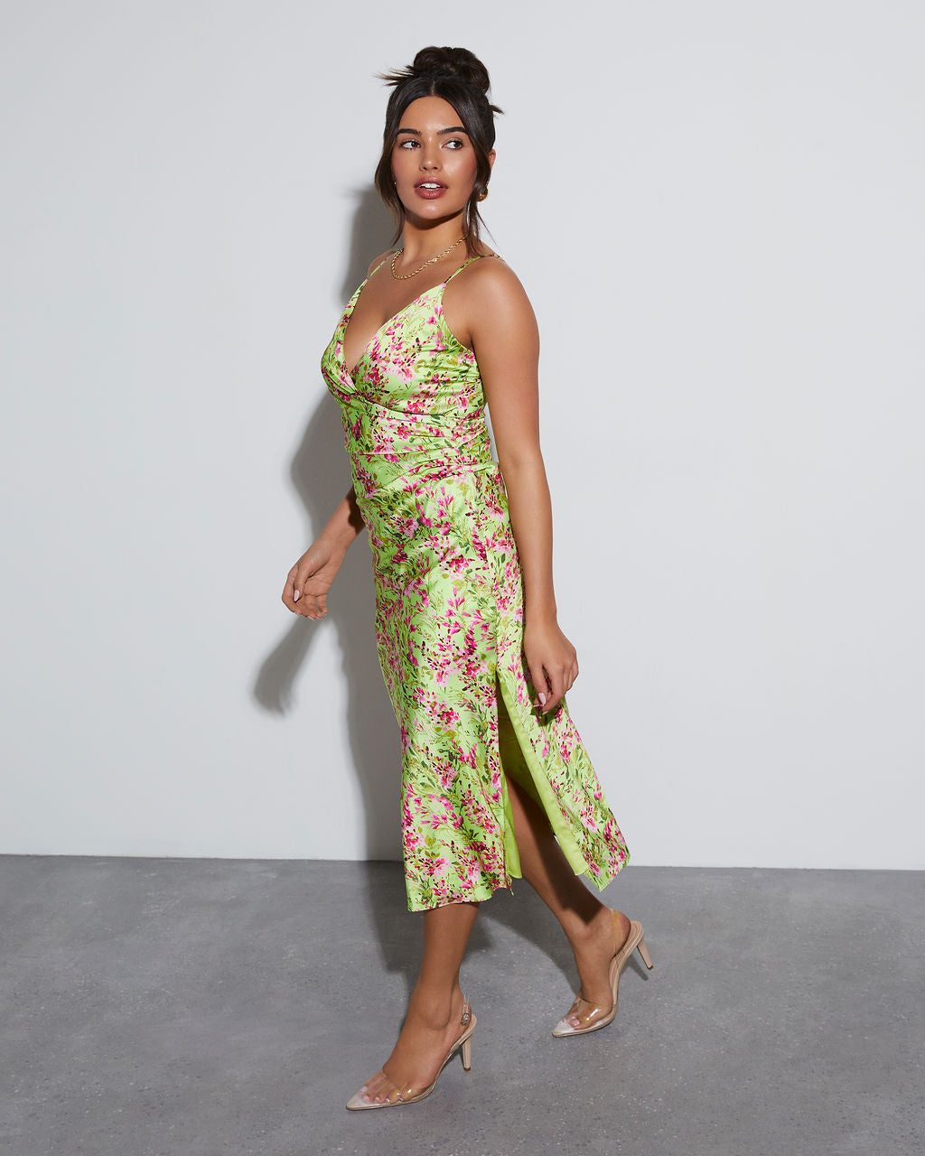 Fallbrook Slip Çiçekli Midi Elbise
