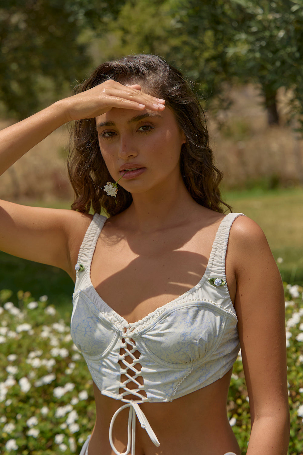 'Arabella' üst - Mavi tomurcuk