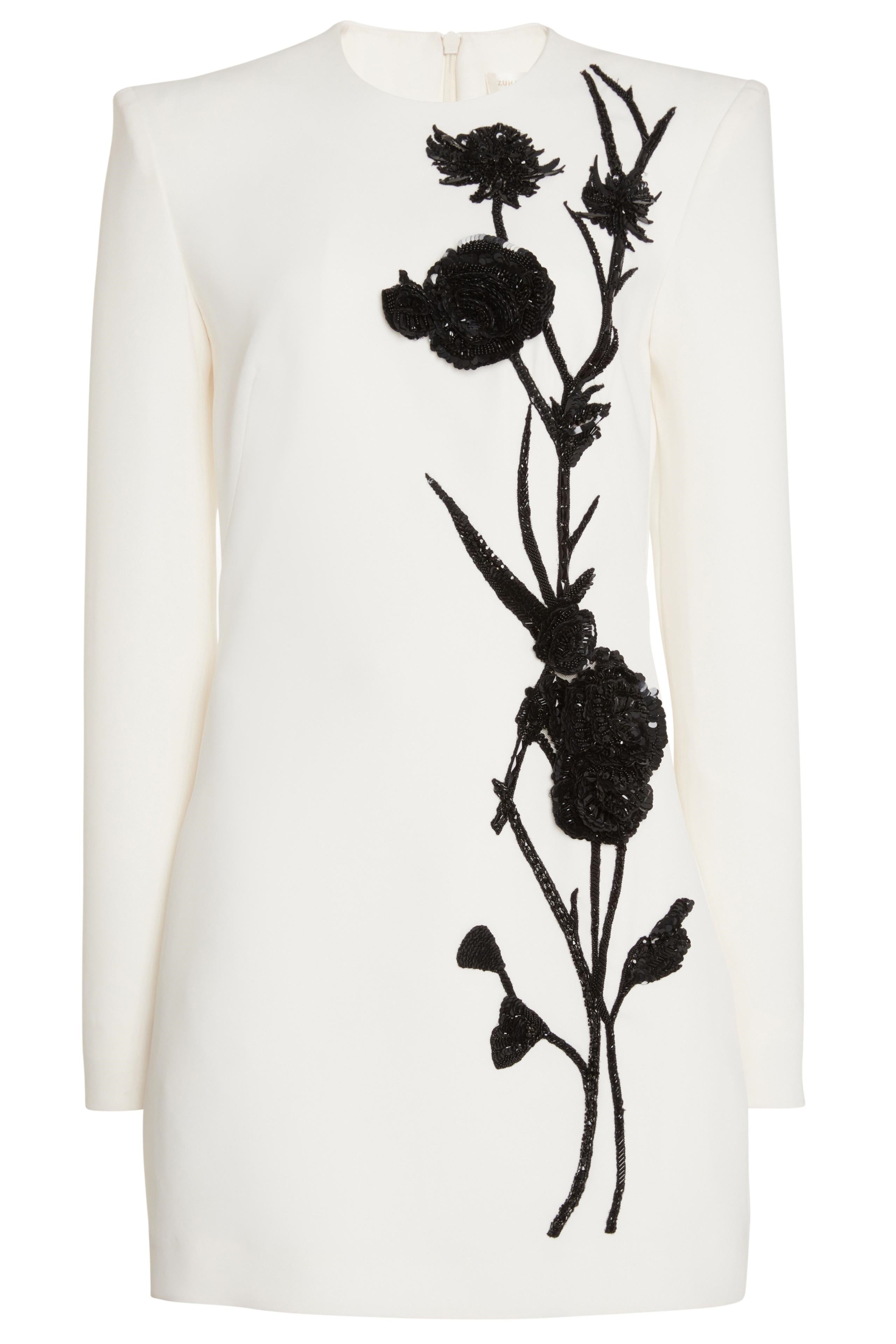 Venüs Çiçekli Boncuklu Mini Elbise