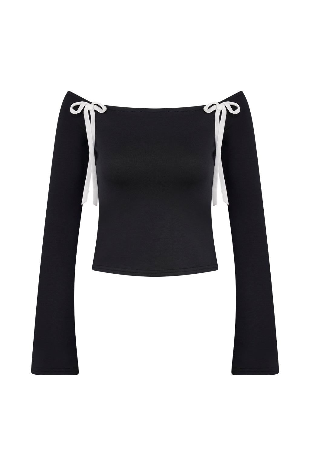 Marlene Scuba Jersey Kontrast Üst - Siyah/Beyaz