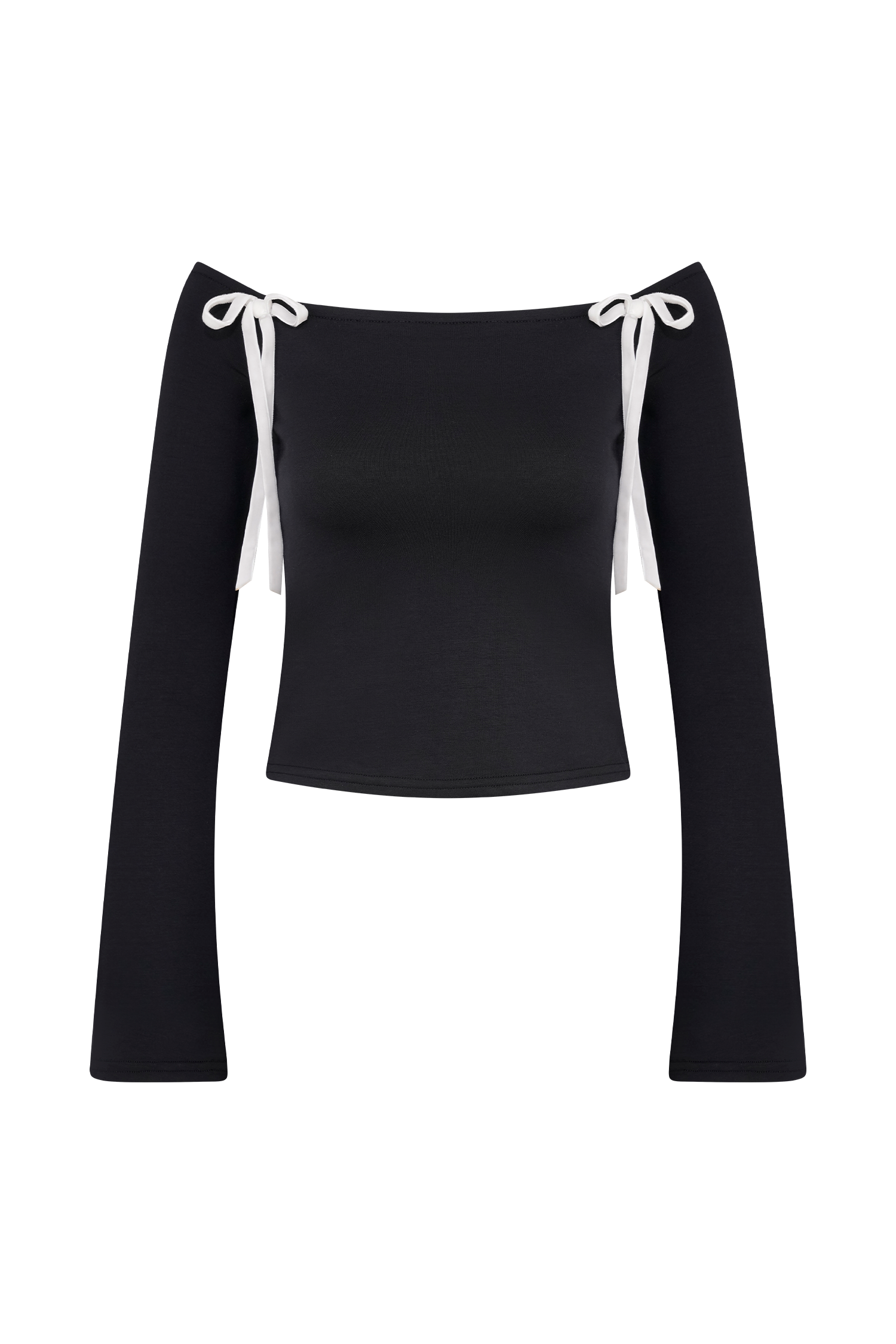 Marlene Scuba Jersey Kontrast Üst - Siyah/Beyaz