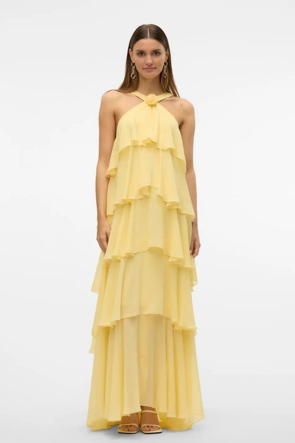 Halter Yaka Kat Kat Maxi Elbise