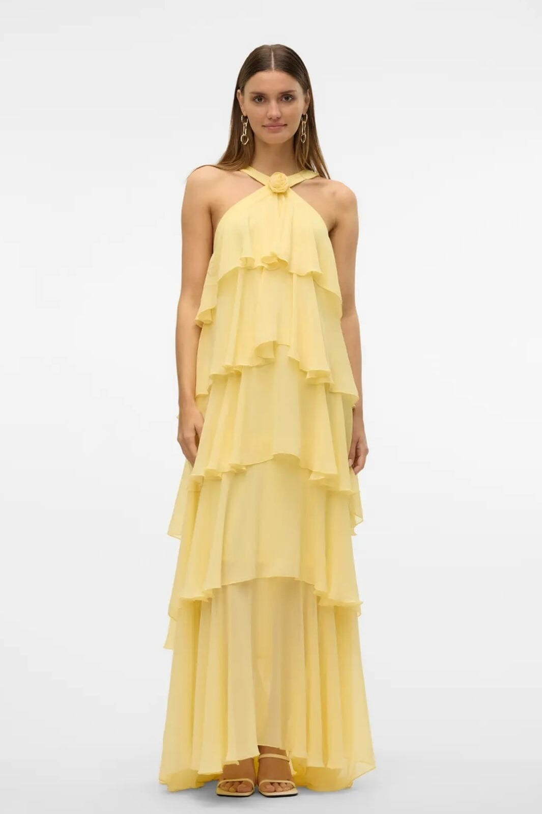 Halter Yaka Kat Kat Maxi Elbise