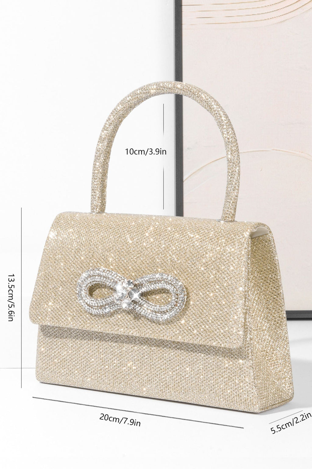 Metalik Parlak Diamante Saplı Çanta