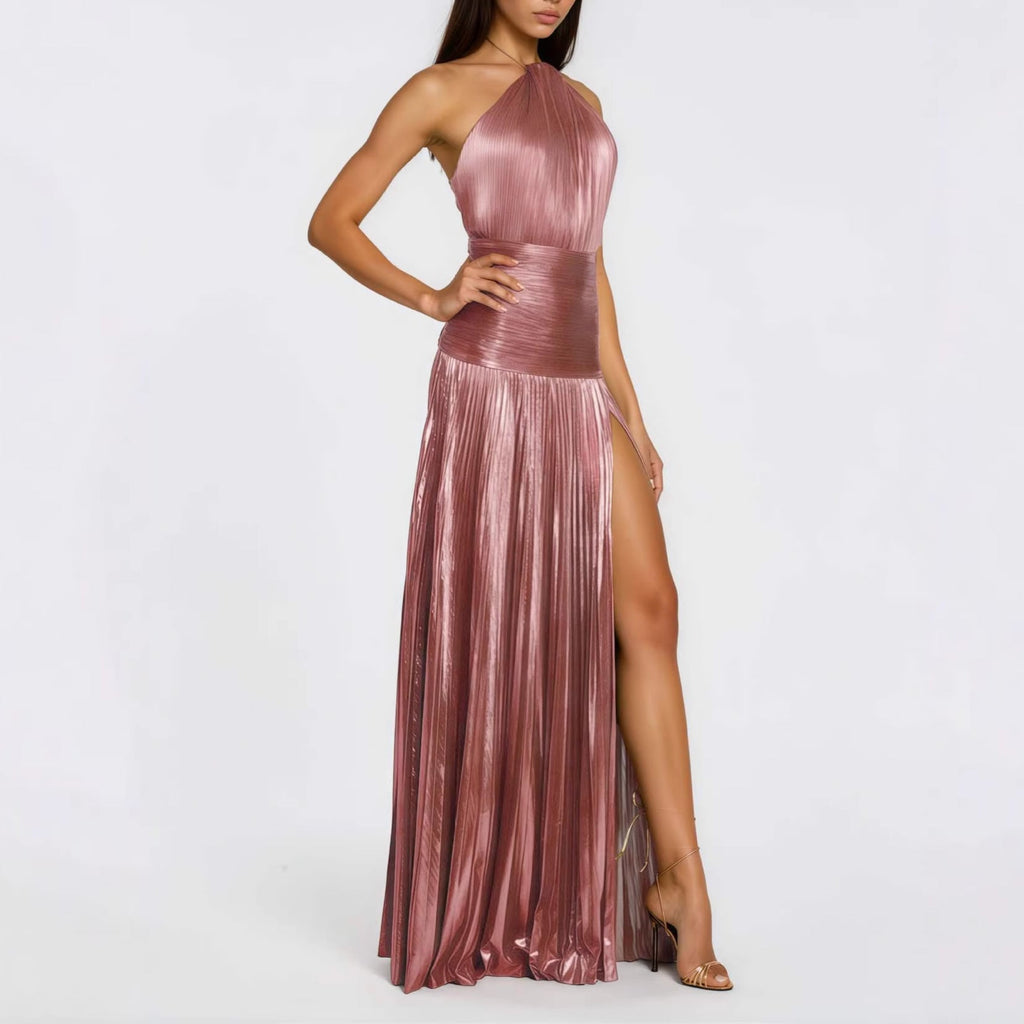 Halter Yaka Maxi Abiye Elbise