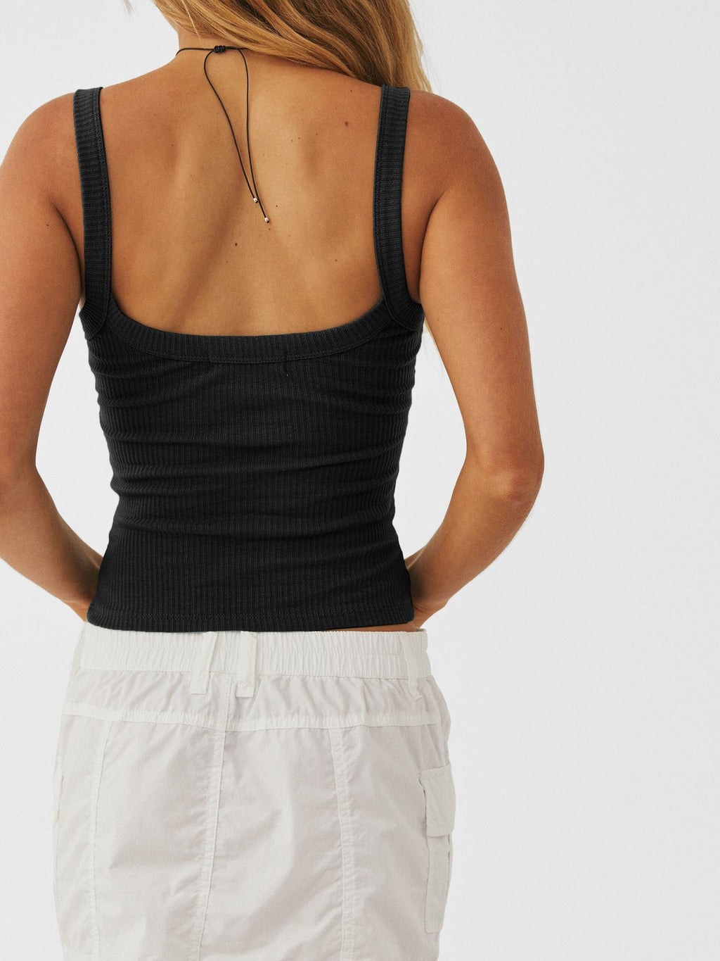 Muı Siyah Örme Kaşkorse Crop Top