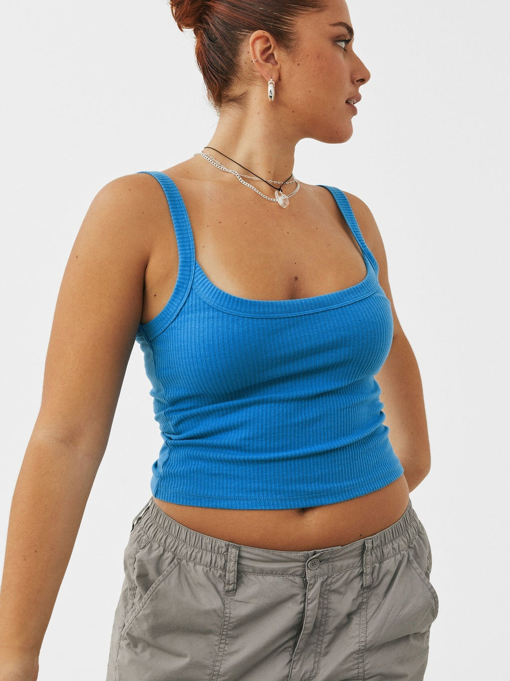Muı Mavi Örme Kaşkorse Crop Top