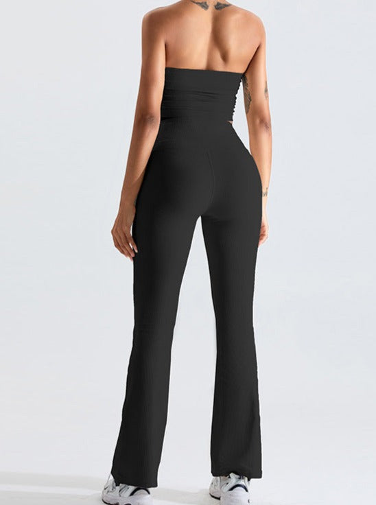 Siyah Straplez Dar Kesimli Crop