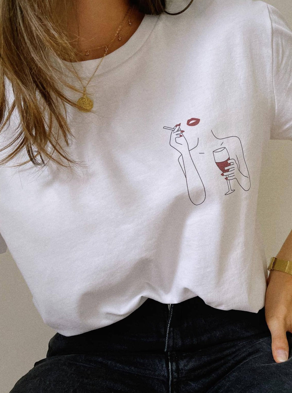 Yuvarlak Yaka Trendy Gevşek Baskılı Kısa Kollu