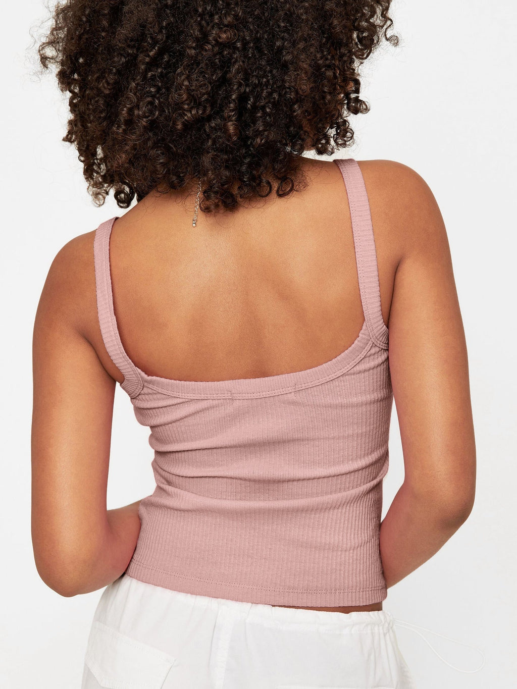 Pembe Örme Kaşkorse Kolsuz Crop
