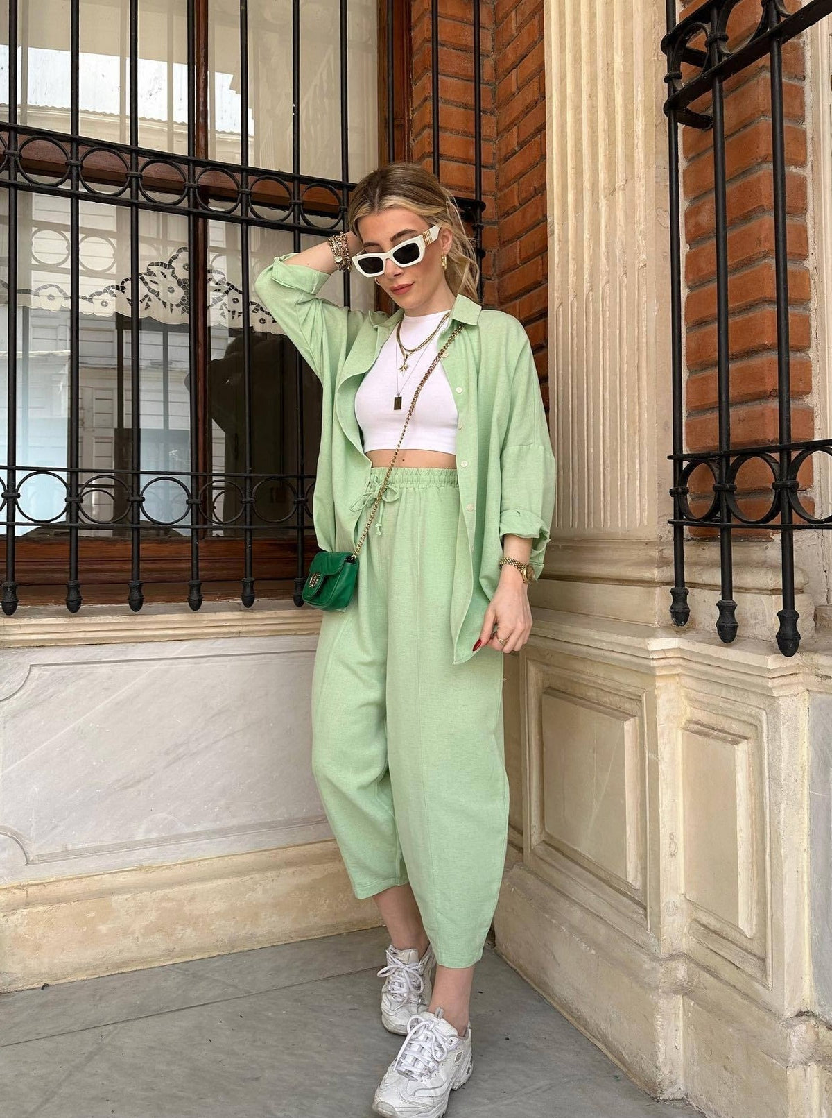 Oversize Gömlek Yüksek Bel Pantolon Takım