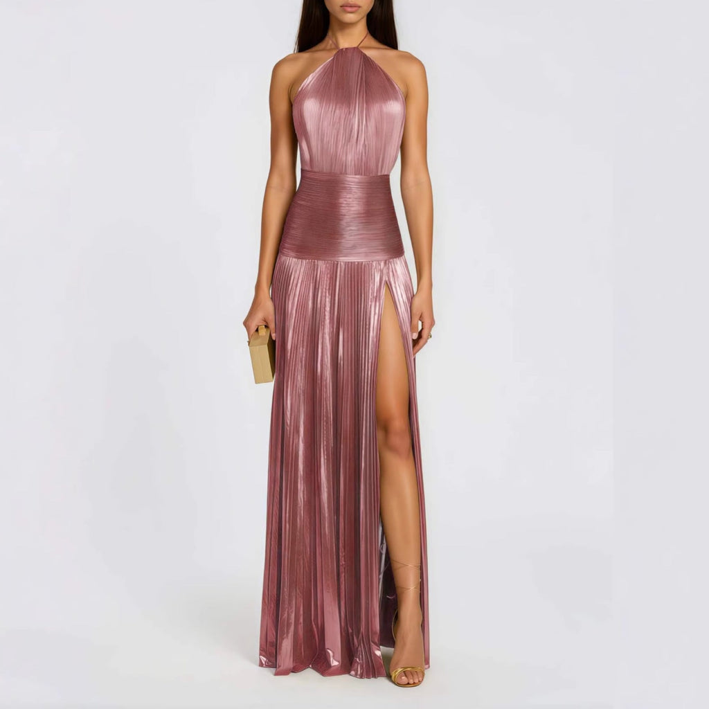 Halter Yaka Maxi Abiye Elbise