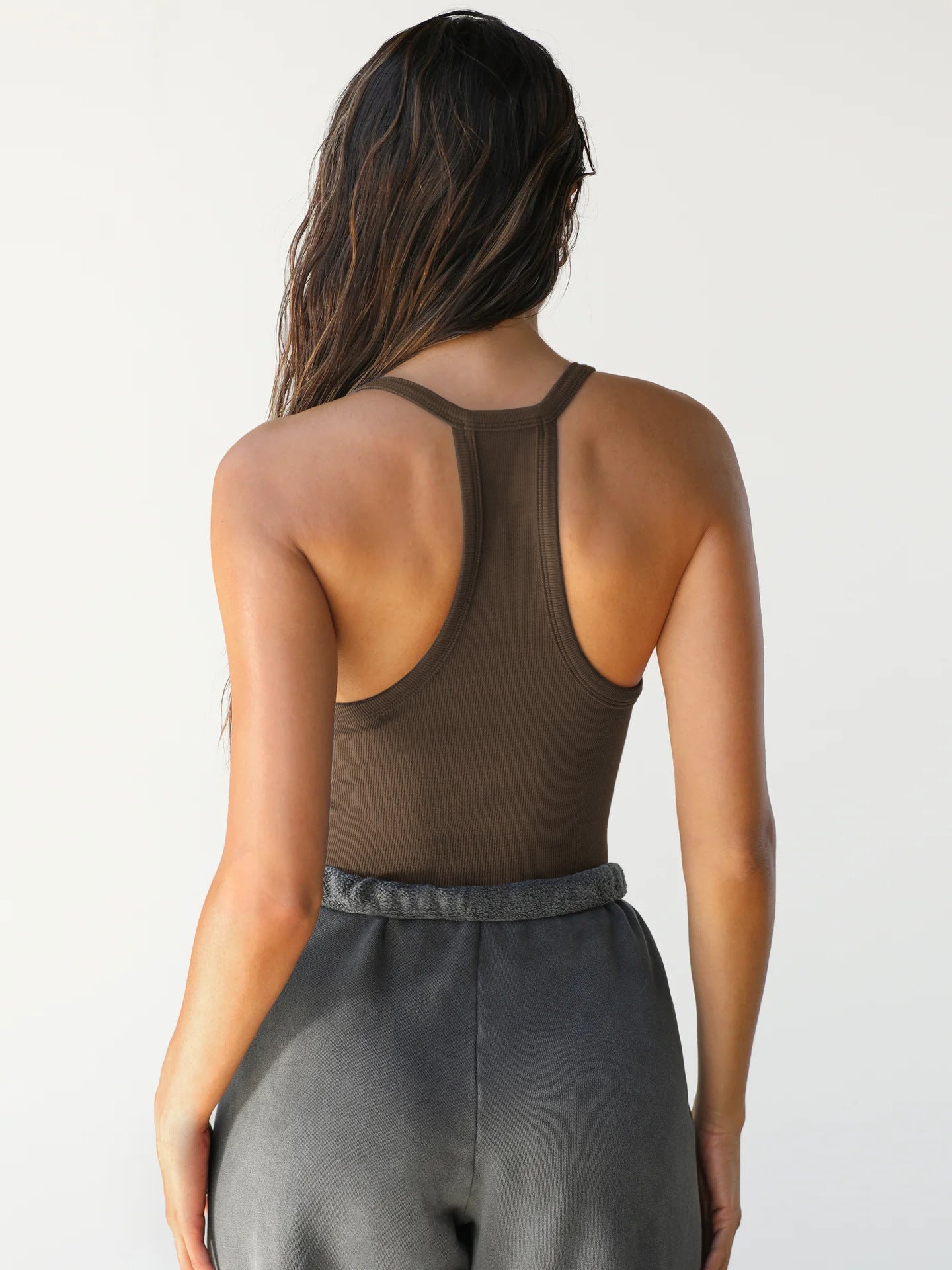 Muı Kahverengi Halter V Yaka Atlet