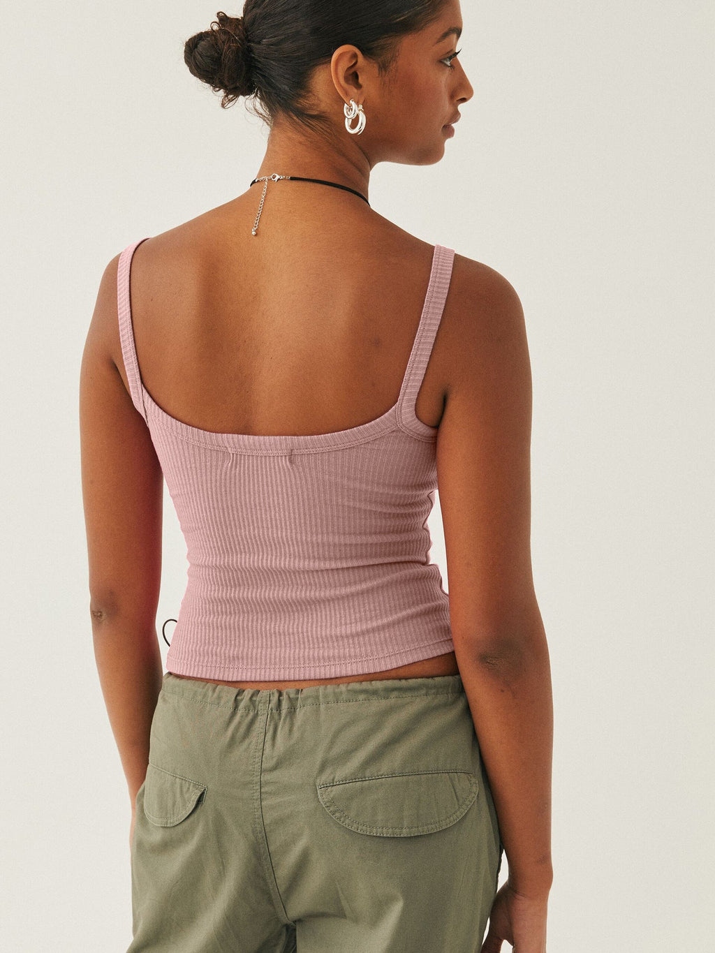 Pembe Örme Kaşkorse Kolsuz Crop
