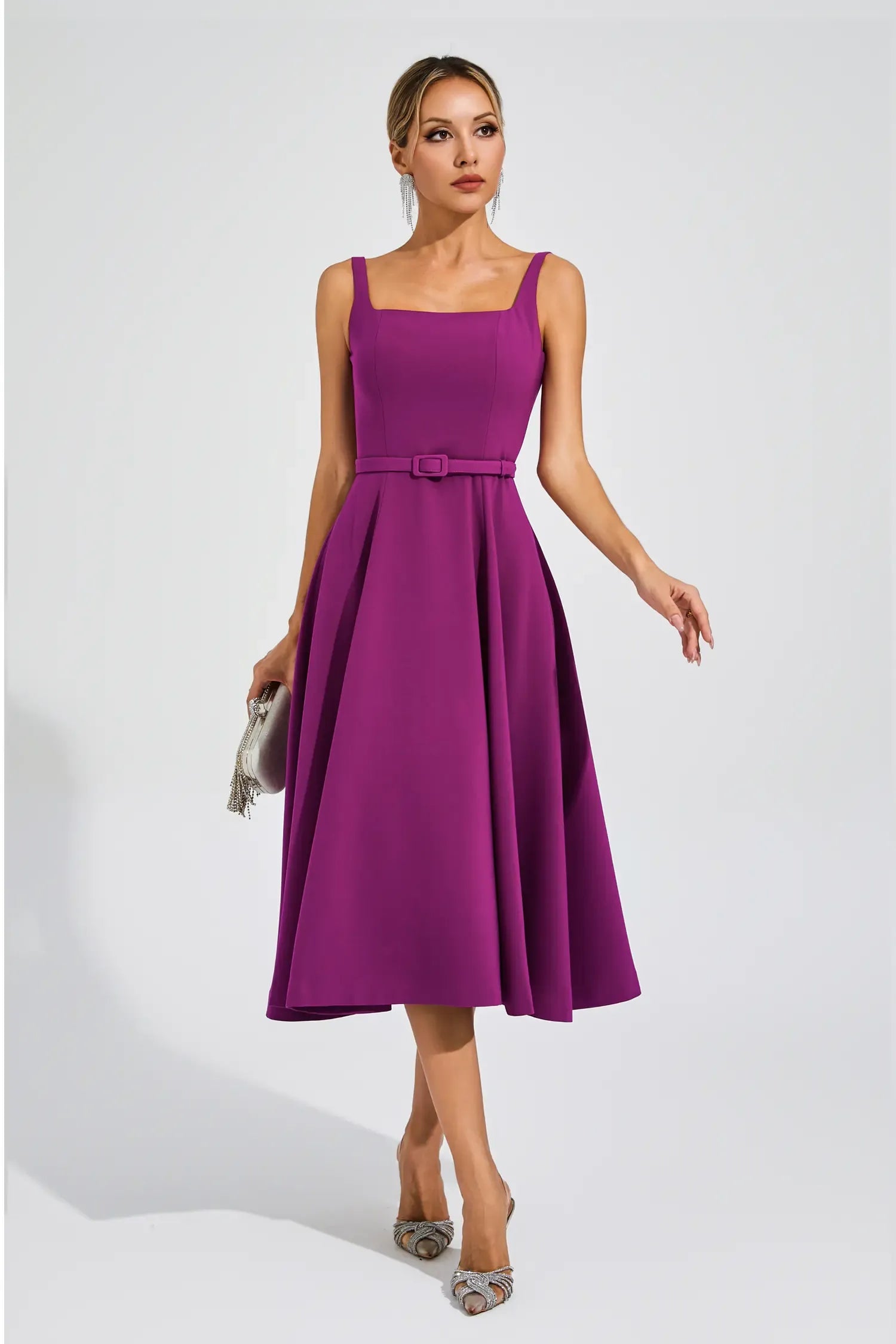 Phyllis Mor Slip Midi Elbise