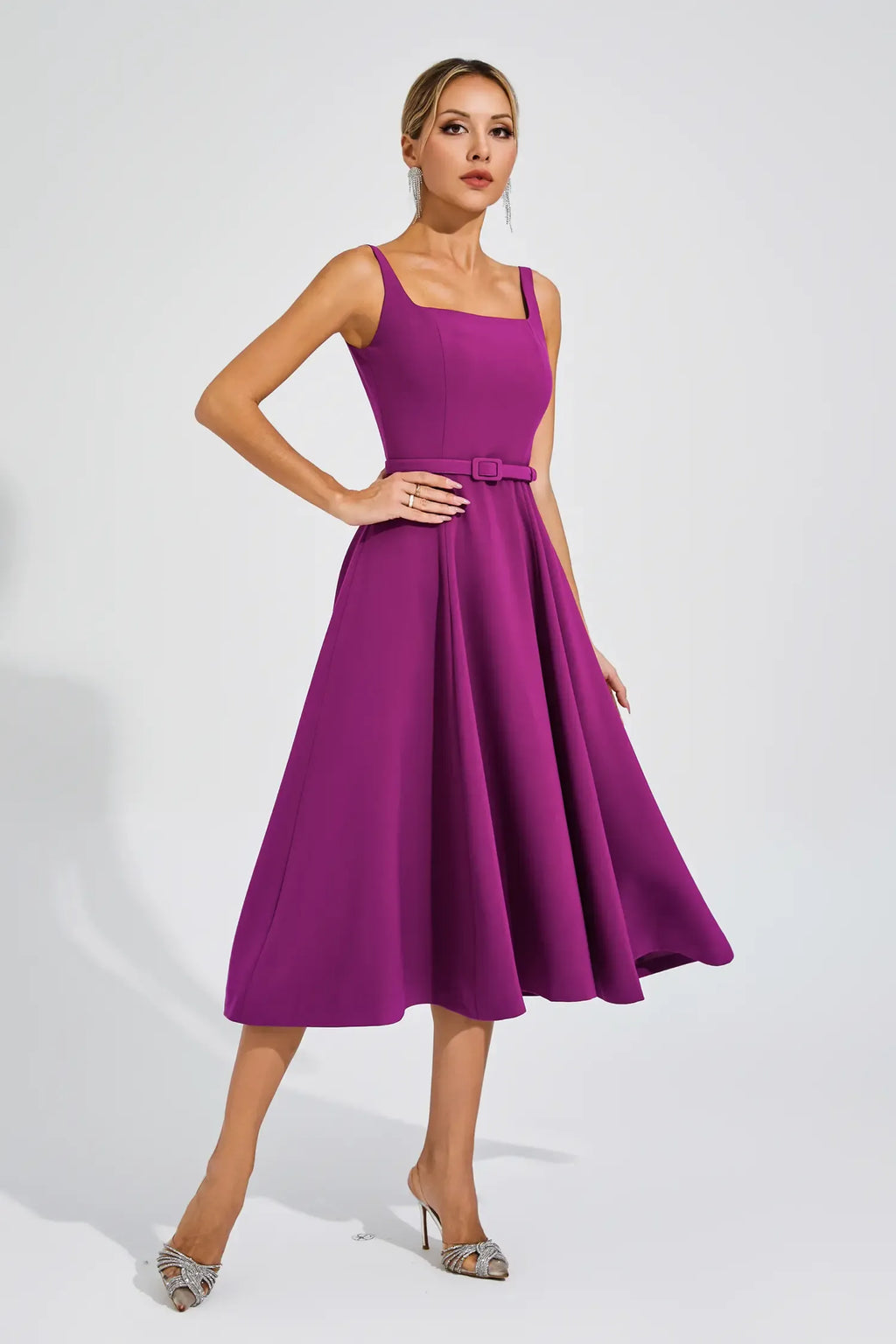 Phyllis Mor Slip Midi Elbise