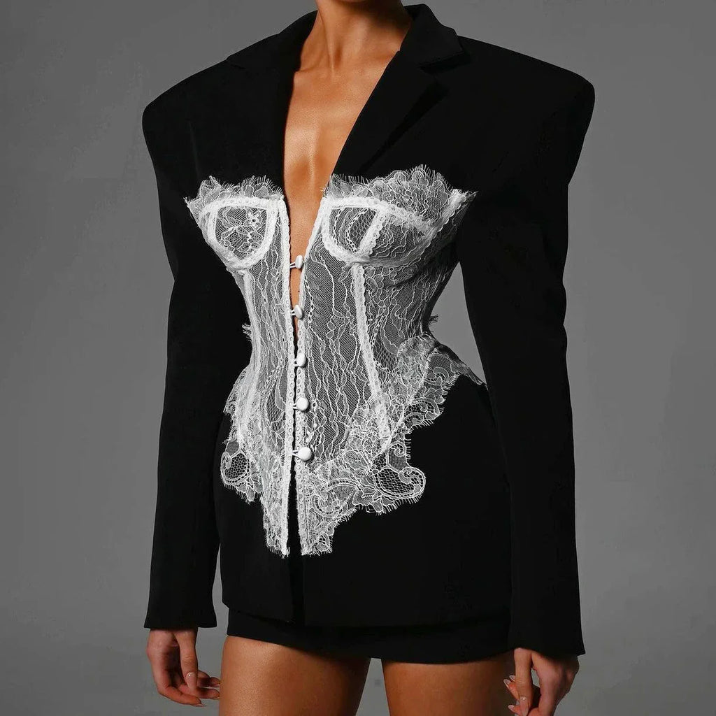 Lace Stitched Elbise