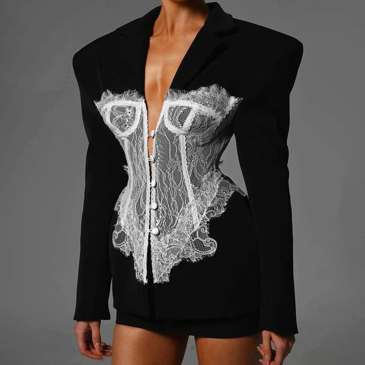 Lace Stitched Elbise
