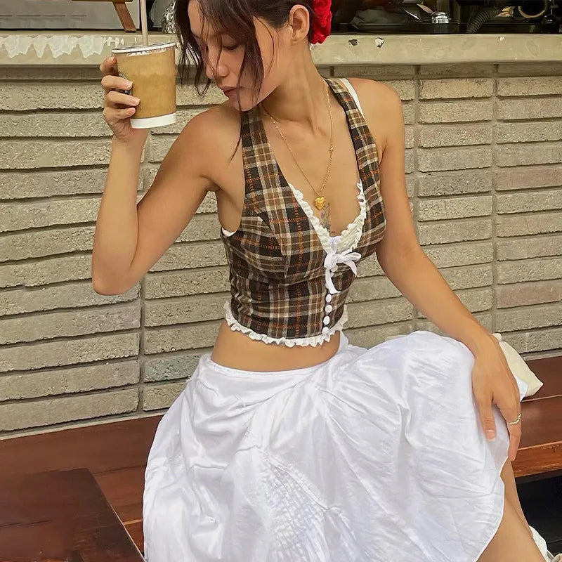 French Style Halter Crop Top