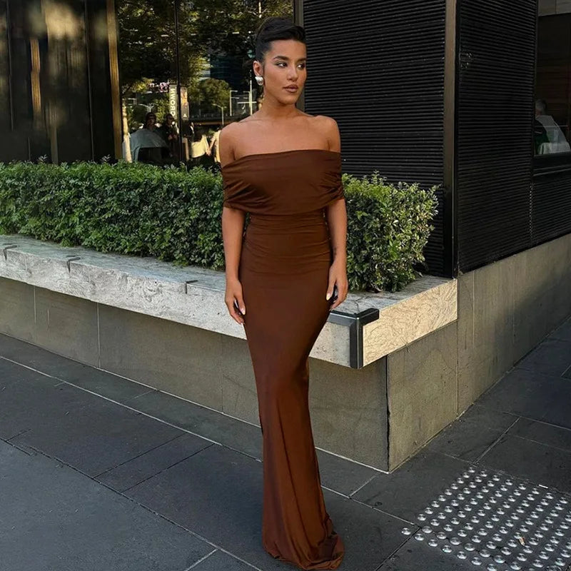 Ruched Elegant Maxi Elbise
