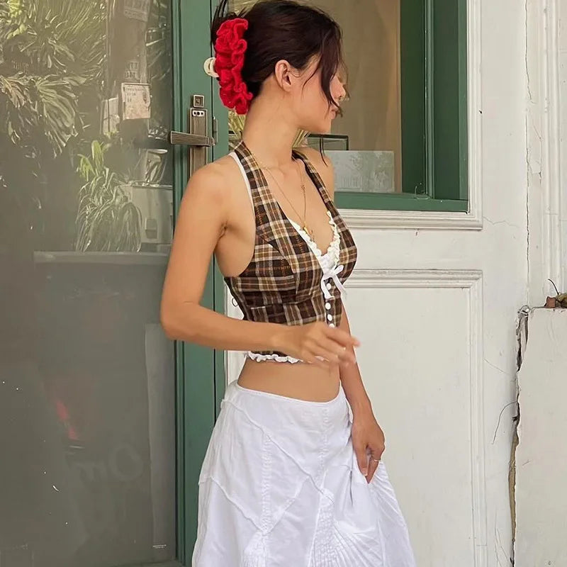 French Style Halter Crop Top