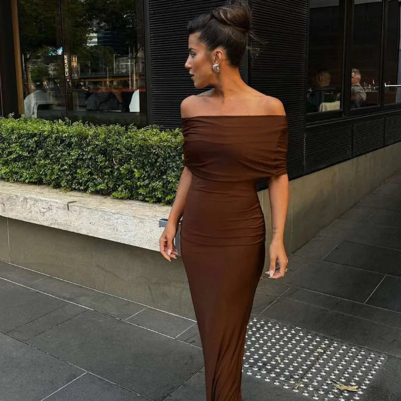 Ruched Elegant Maxi Elbise