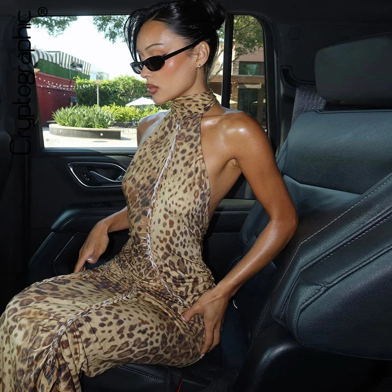 Slim Leopard Elbise