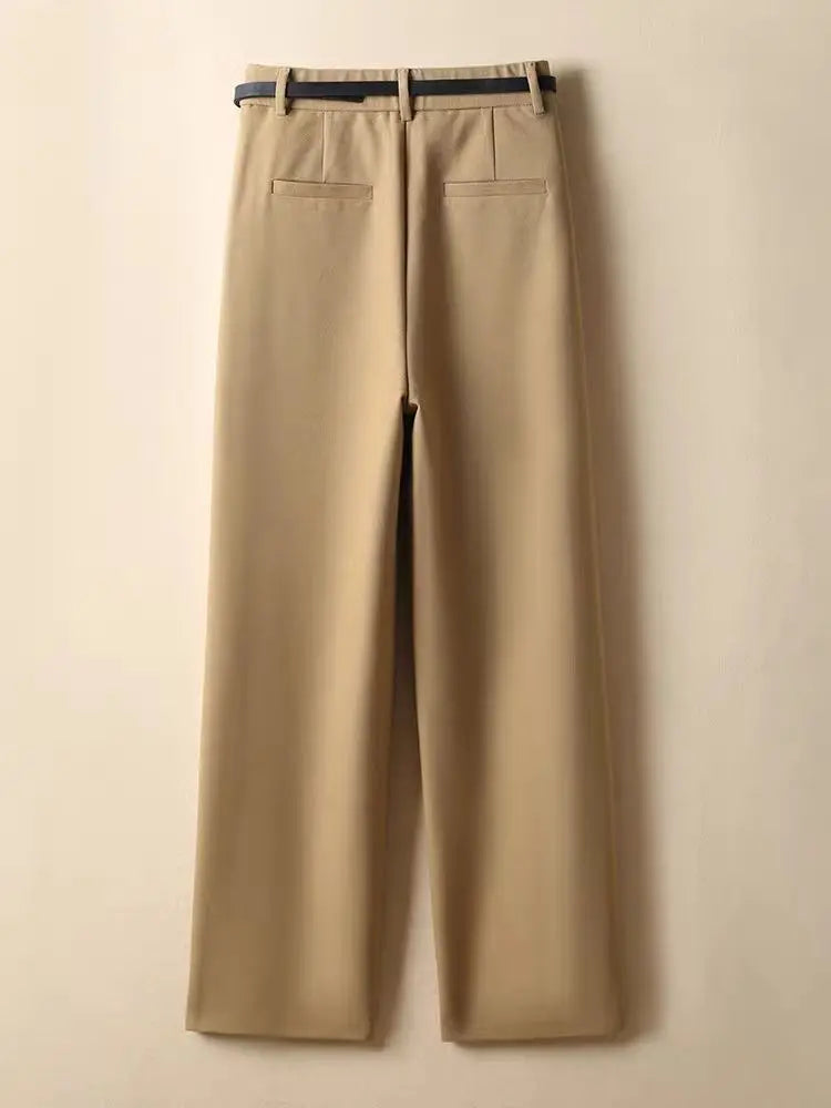 Kemerli Düz Kesim Pantolon