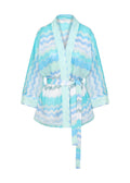Telina Örgü Mini Kimono Zigzag Metalik Almara