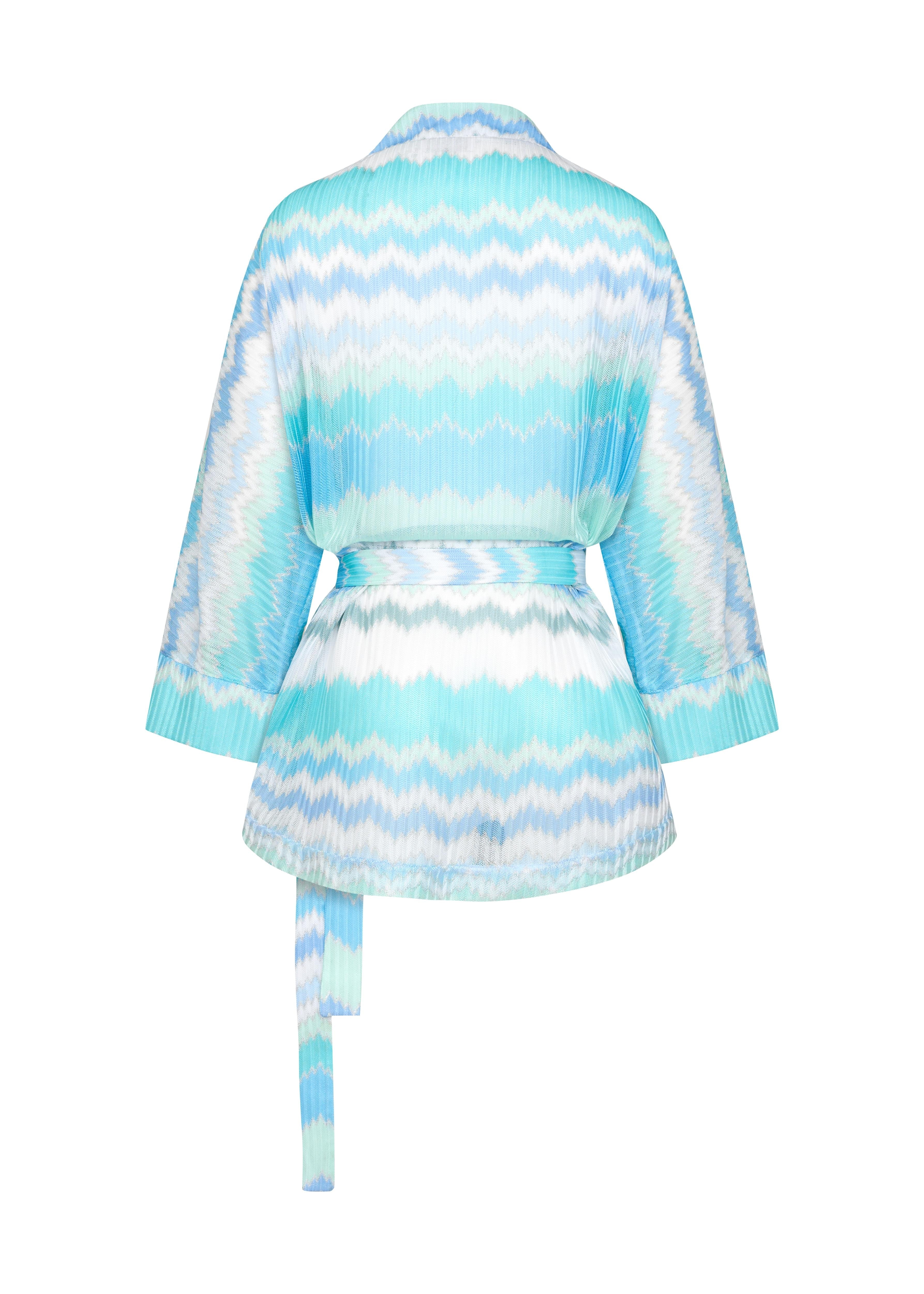 Telina Örgü Mini Kimono Zigzag Metalik Almara