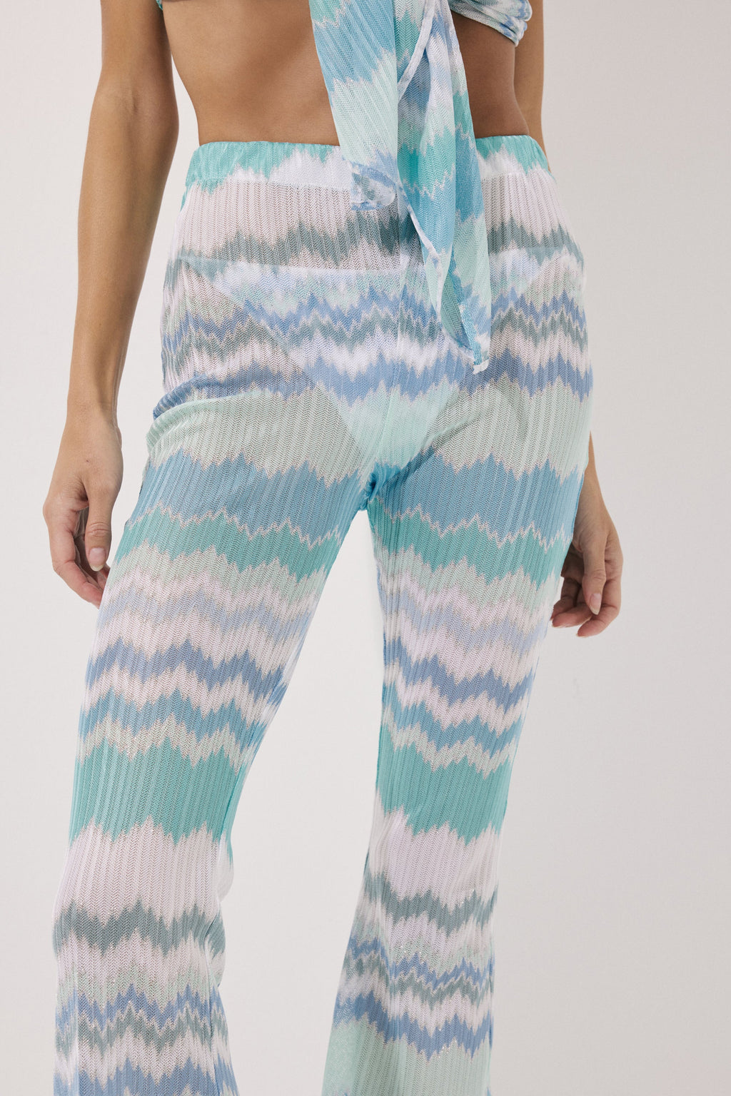 Lunessa Örgü İspanyol Paça Pantolon Zigzag Metalik Almara