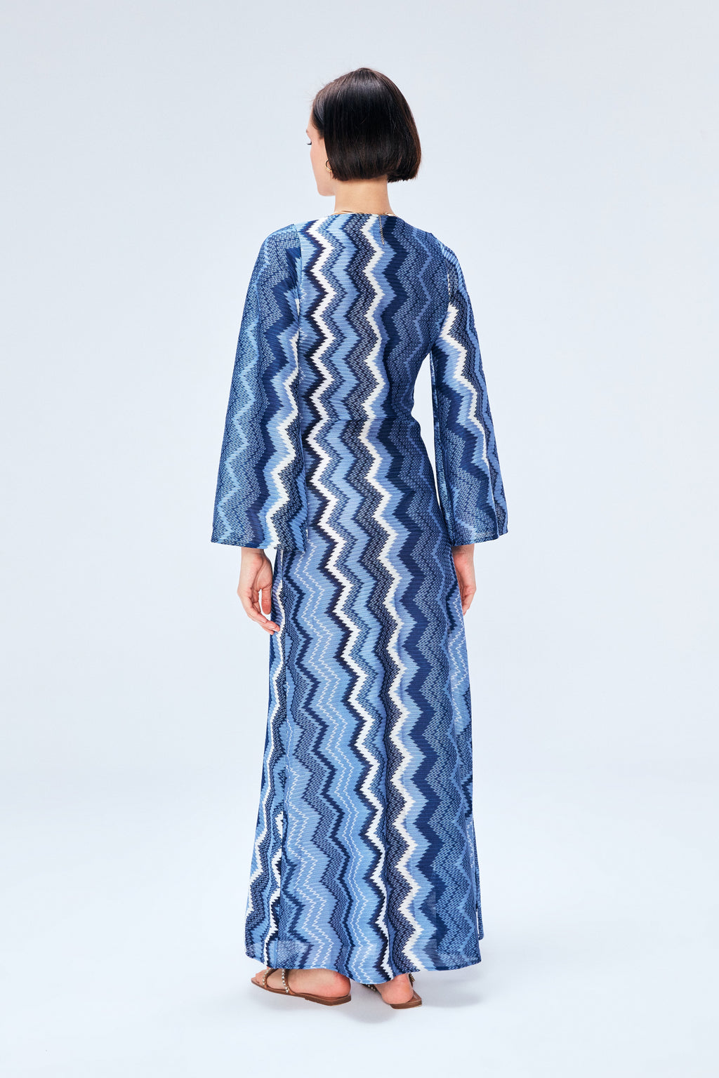 Lucia Maxi Elbise Blue Jasper Zigzag Knit