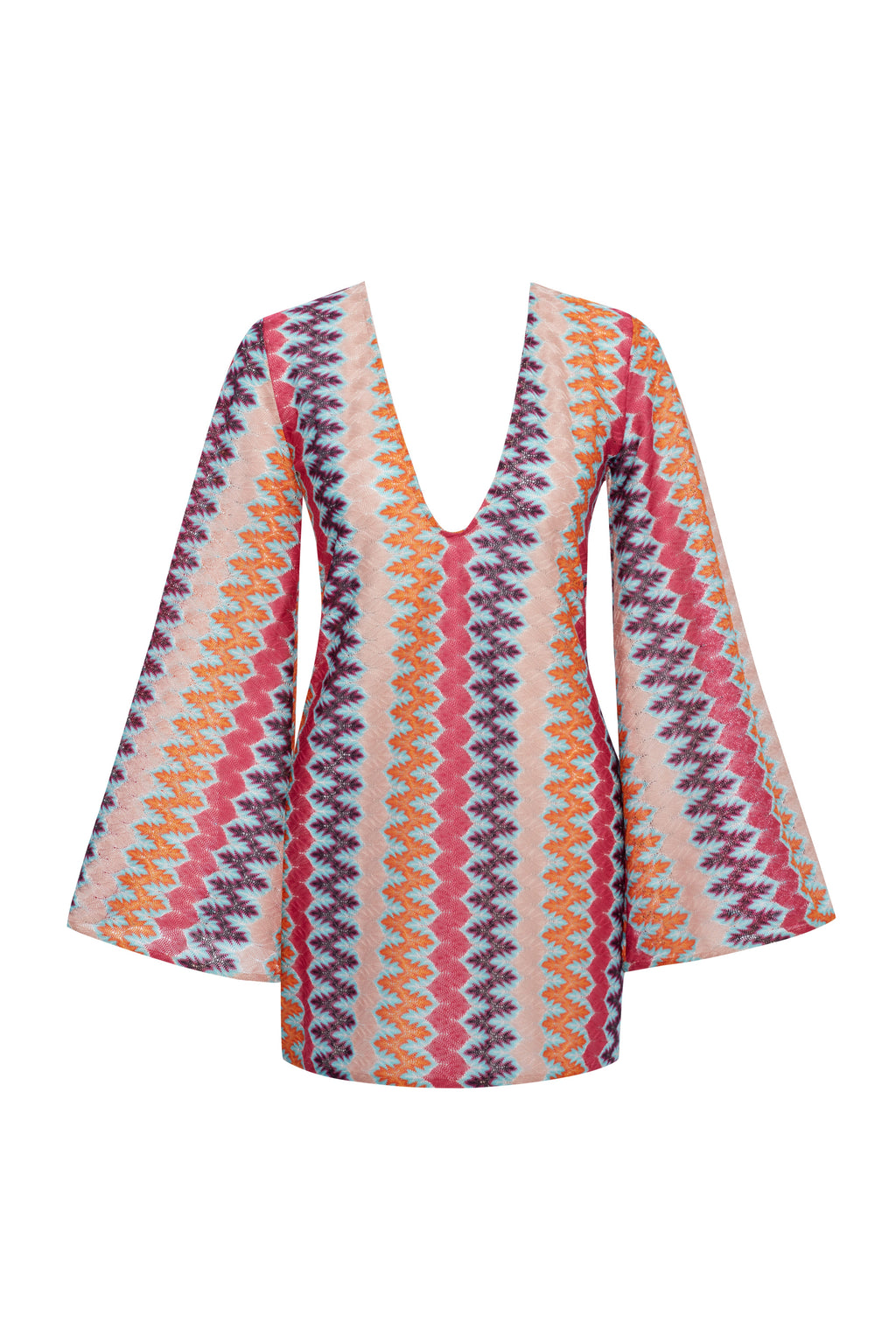 June Örgü Mini Plaj Elbisesi Innuendo Zigzag Knit