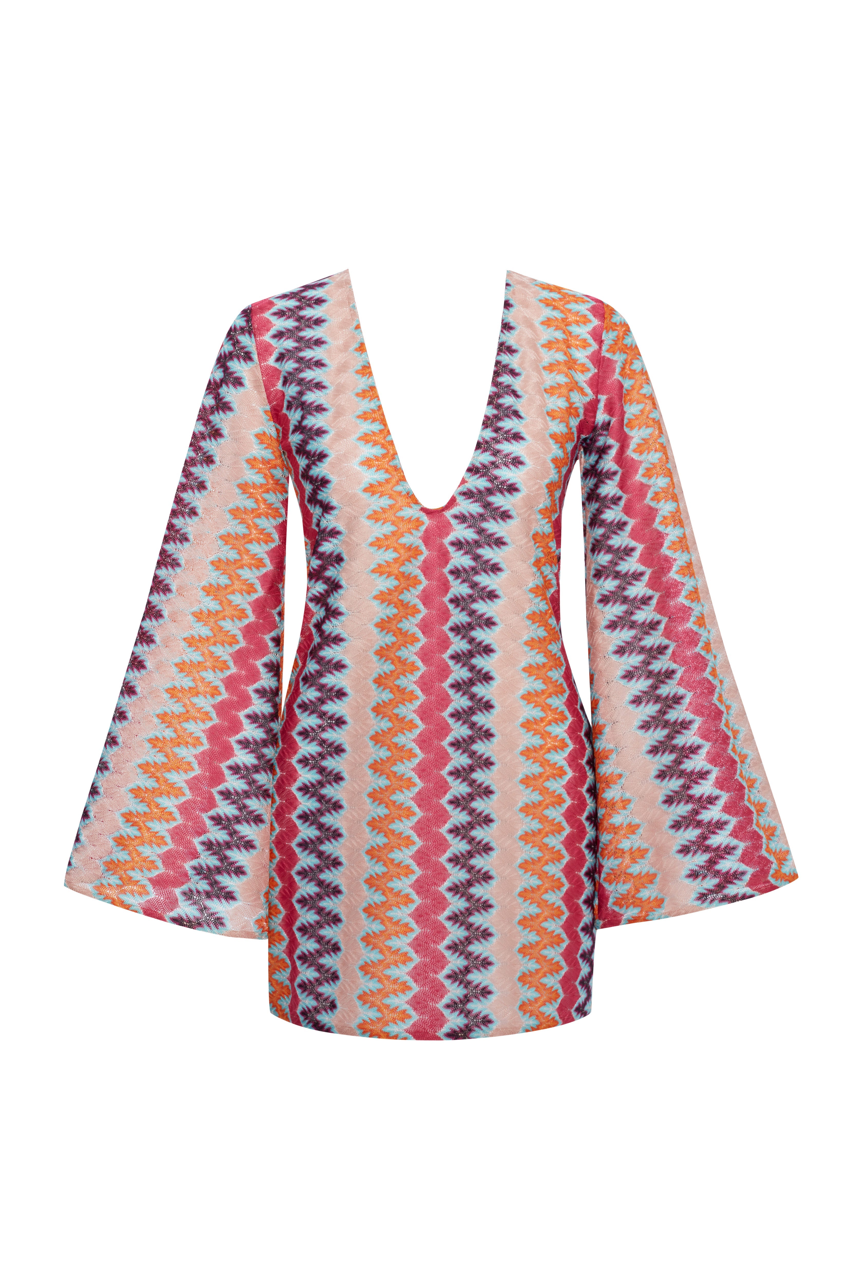 June Örgü Mini Plaj Elbisesi Innuendo Zigzag Knit
