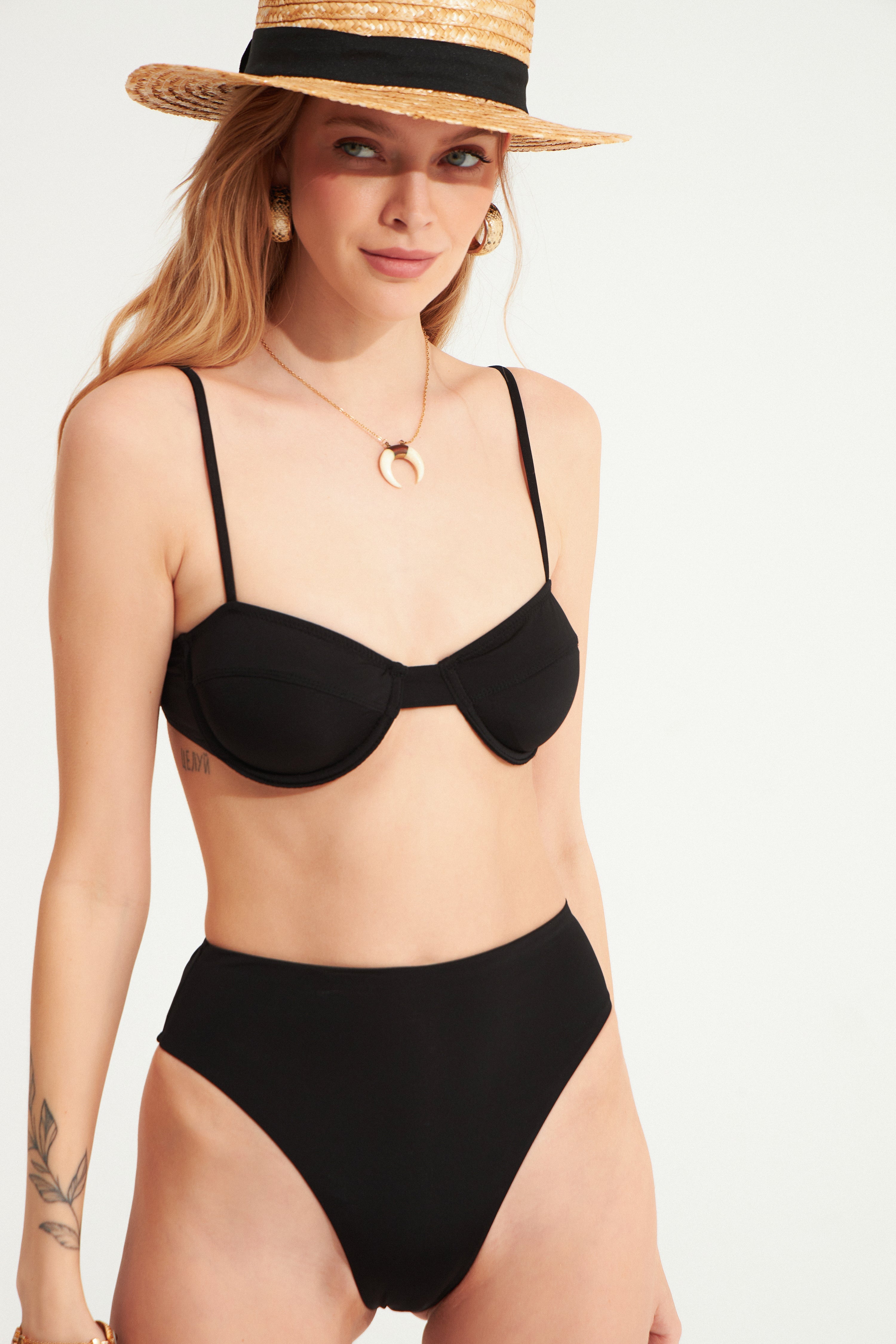 Kenza Yüksek Bel Yüksek Kesim Bikini Altı Jet Black